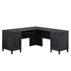 Sauder Tiffin Line L-Desk - Raven Oak-Slide-out keyboard/mouse shelf can be placed on the left or angled in the corner