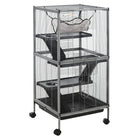 PawHut 45" H 4-Tier Small Pet Cage - Silver Grey-Ideal for a variety of small animals including pet mink, chinchilla, small cat and other similar sized small pets 