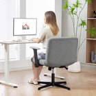 HOMCOM Criss Cross Wide Office Chair with Arms - No Wheels - Grey-Elegant printed velvet fabric and horizontal stitching offer a modern touch