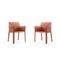 Manhattan Comfort Vogue 23.43" Modern Faux Leather Upholstered Dining Chair - Clay - Set of 2-Modern Dining Chair Perfect for Dining and Home Office Use. Set of 2