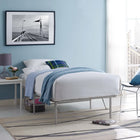 Modway Horizon Stainless Steel Twin Bed Frame - Grey-Heavy Duty Stainless Steel Frame