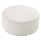 Modway Callum Large 38" Round Woven Heathered Fabric Upholstered Ottoman - Heathered Weave/Ivory-Arrives Fully Assembled