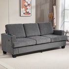 HOMCOM 3 Seater Upholstered Sofa Couch with USB Ports and Cup Holders - Grey-6.3" (16 cm) thick cushions with high-density foam for comfort