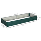 Outsunny Galvanized Raised Garden Bed - 95" L x 36" W x 12" H - Green-The large flower bed can also be converted into a smaller size if necessary 