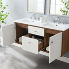 Modway Transmit 48" Wall-Mount Bathroom Vanity - Walnut/White-Particleboard and Walnut Grain Veneer