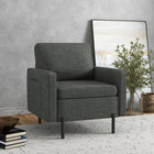 HOMCOM Fabric Accent Chair with Metal Legs - 2 Side Pockets for Bedroom - Grey-Can be placed anywhere, from living room, bedroom to dining room ...
