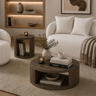 Manhattan Comfort Alure 36" Contemporary Round Coffee Table - Walnut-30 Day Limited Manufacturer's Warranty