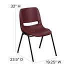 Flash Furniture HERCULES Series Burgundy Ergonomic Shell Stack Chair-Double Support Rails
