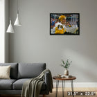 Mario Lemieux Pittsburgh Penguins on Bench - Framed Canvas - 31" x 22"-Ready to hang - arrives fully assembled