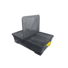 Modern Homes Storage Box with Cover - 28 L - Grey/Yellow Handles-Secure-fitting lid helps protect contents from dust and dirt