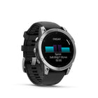Garmin fēnix E - AMOLED Outdoor Recreation/Adventure Watches - 47 mm - Stainless Steel with Black Silicone Band-Navigate in even the most challenging environments with multi-GNSS support (GPS, GLONASS and Galileo) plus built-in sensors for 3-axis compass, gyroscope and barometric altimeter 