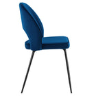 Modway Nico Performance Velvet Dining Chair - Black/Navy - 2 Pack-Non-Marking Foot Pins