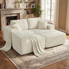 HOMCOM Modular L-Shaped Sectional Sofa with Deep Seat - Cream White-Soft corduroy fabric offers a cozy and retro esthetic 
