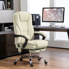 Vinsetto Massage Reclining Office Chair with Adjustable Height and Footrest - Beige-Take a break and stretch out with a 135° recline angle and footrest