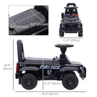 Aosom Kids Sliding Ride-On Police Car with Under Seat Storage - Black-Playfully using a megaphone 