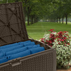 Suncast Resin Wicker Deck Box - 73 Gal. - Java-5 Year Limited Warranty.