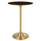 Modway Lippa 28" Round Cherry Walnut Wood Bar Table - Gold Cherry Walnut-Modern Bar Table