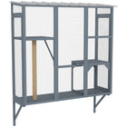 PawHut 61" H Outdoor Catio Window Box - Grey-Expandable windows enhance outdoor space and natural interaction for cats 