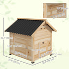 PawHut 36" H Wooden Duck Coop with Openable Roof and Double Doors - Natural-Sloped roof allows water roll down 