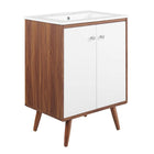 Modway Transmit 24" Bathroom Vanity - Walnut/White-Assembly Required