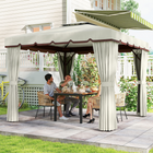 Outsunny 10 ft W x 10 ft L Outdoor Patio Gazebo with Sidewalls - Cream White-Inner curtains are mesh fabric with 4 built-in zippers