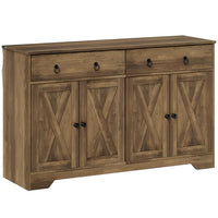 HOMCOM 47.6" L Sideboard Buffet Cabinet with Storage - Tan-Large storage space with two cabinets and two drawers for holding daily supplies