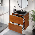 Modway Scenic 24" Wall-Mount Bathroom Vanity - Cherry/Black-Drywall Friendly Mounting Cleat