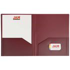 JAM Paper Heavy Duty Plastic Two-Pocket School Folders - Burgundy - 6 Pack-Size: 9.25 x 11.5 inches l Easily fits 8.5" x 11" documents