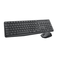 Logitech MK235 Wireless Keyboard & Mouse Combo - Grey - English (920-007897)-Familiar keyboard with full-size arrow keys and number pad, English