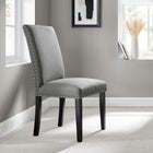 Modway Parcel Dining Upholstered Fabric Side Chair - Light Grey-Nailhead Trim Accents