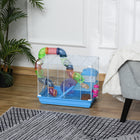 PawHut 18" Large Hamster Cage 2-Level Small Animal House - Blue-A small house on the elevated platform with ladder for easy up and down