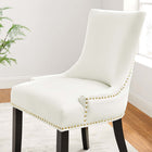 Modway Marquis Performance Velvet Dining Chairs - White - 2 Pack-Studded Nailhead Trim