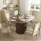 HOMCOM 43.3"-59" Round Extendable Table with Double Shelves & Fluted Doors for 4-6 - Walnut-Extension leaves store neatly under the tabletop