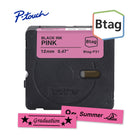 Brother Genuine BTAGP31 Label Tape for P-touch Label Makers - Black on Pink - 12 mm W x 4 m L-Btag + P-touch = the ultimate creative team. Use Genuine 12 mm Btag non-laminated label tapes exclusively with Brother P-touch PT-N10, PT-N20, and PT-N25BT label makers.