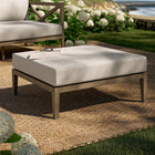 Modway Northlake Outdoor Teak Ottoman - Pebble-Weather-Resistant Cushions