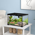 PawHut Glass Reptile Terrarium, with Thermometer and Water Basin - 12" D x 12" W x 8" H - Black-Made of wire mesh, the top provides adequate ventilation to meet the needs of the reptile keepers 