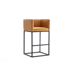 Manhattan Comfort Embassy 20.5" Mid-Century Modern Faux Leather Upholstered Counter Stool - Clay-Mid-Century Modern Counter Stool with Backseat Perfect for Bar and Kitchen Use