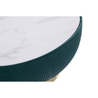 Manhattan Comfort Anderson Modern 28.15" Coffee Table and 15.75" End Table - Green - Set of 2-Features Modern Round Gold Base