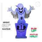 GEMMY Airblown Inflatable Lightshow Ghost and Tombstone Graveyard - 60"-Deflates for easy storage