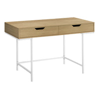 Monarch Specialties 7569 48" Computer Desk - Natural/White Metal-Computer desk in a natural wood-look finish with 2 storage drawers featuring wide, cutout handles and metal drawer slides