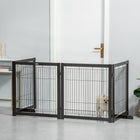 PawHut Wooden Pet Fence with Support Feet - Coffee-Great for doorways, halls, bedrooms and staircases 