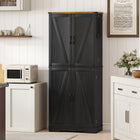 HOMCOM 72" H Farmhouse Kitchen Pantry Cabinet - Black-Anti-tipping hardware for enhanced family safety 