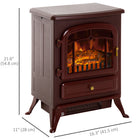 HOMCOM 16" 750/1500W Freestanding Electric Fireplace Heater - Red-Automatic turn-off timer prevents overheating which ensures its durability and safety  