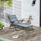 Outsunny Folding Lounge Chair with Cushion - Adjustable Back - Grey-Back reclines to 5 different positions to find the suitable tanning angle
