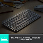 Logitech MX Keys Mini Minimalist Wireless Illuminated Keyboard - USB-C - Pale Grey-Requires Bluetooth low energy technology, Windows 10, 11 or later, macOS 10.15 or later, Linux, Chrome OS, iOS 13.4 or later, iPadOS 14 or later, AndroidTM 5.0 or later