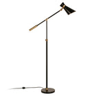 Hudson&Canal Rex Two-Tone/Height-Adjustable Floor Lamp with Metal Shade - Black/Brass/Black-Rated for one 100W incandescent bulb - 9W LED bulb, 23W fluorescent (CFL) bulb, or 9W self-ballasted LED bulb, E26-base bulb, Bulb not included