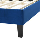 Modway Soleil Performance Velvet Full Bed - Navy-Tapered Black Wood Legs