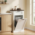 HOMCOM Pet Proof 10 Gallon Tilt Out Trash Sideboard Buffet Cabinet with Drawer - White Wood Effect-Smooth, quiet drawer stores garbage bags and essentials for easy organization