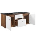 Modway Transmit 48" Wall-Mount Bathroom Vanity - Walnut/Black-Chrome Hardware