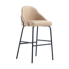 Manhattan Comfort Gracie 22" Modern Leatherette Upholstered Barstool - Tan and Black - 2 Pack-Weight Capacity: 275 Lbs. Each